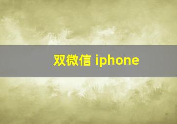 双微信 iphone